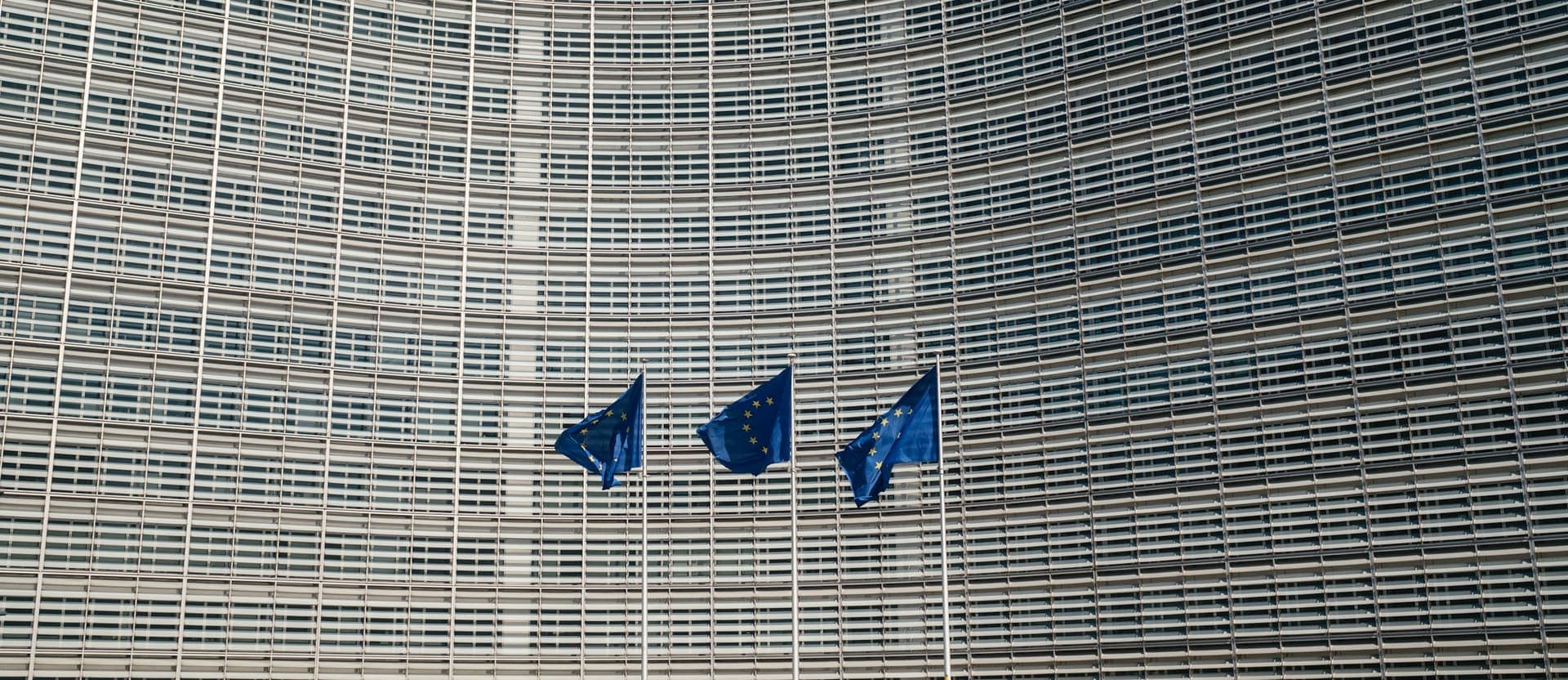EU Parliament building with European flags